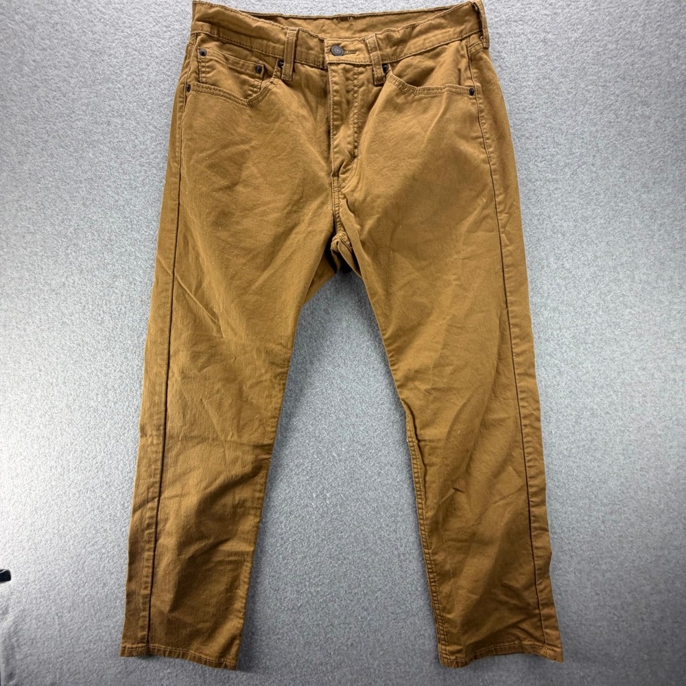 Levis 505 Regular Fit Straight Leg Pants Mens 32x30 Brown Cotton Workwear Casual